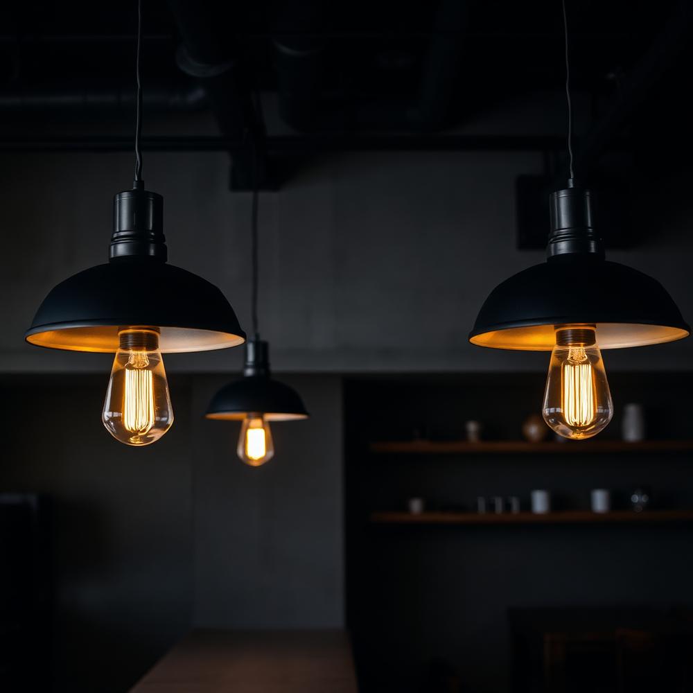 Industrialne lampy nad ladą