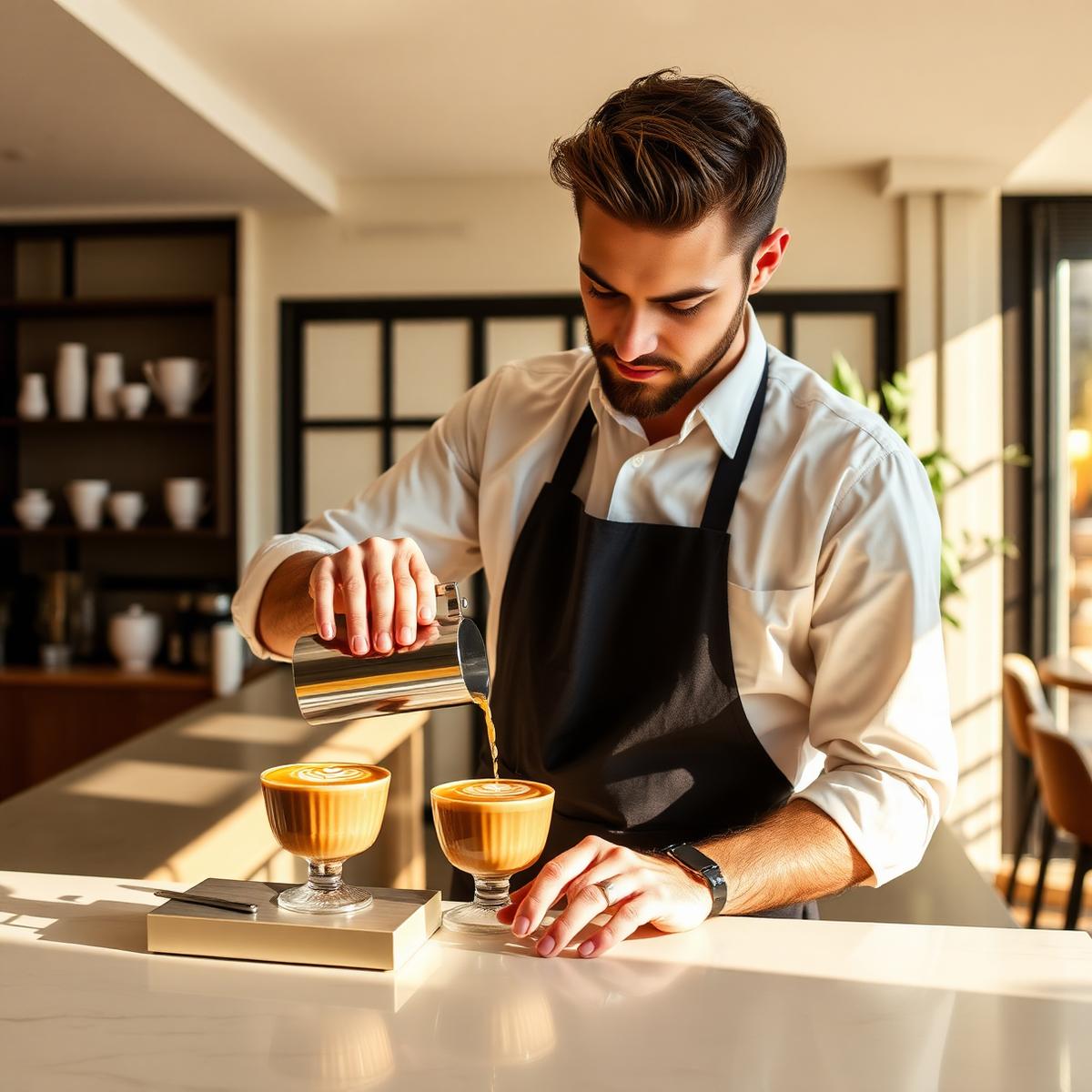 Barista przygotowuje kawę