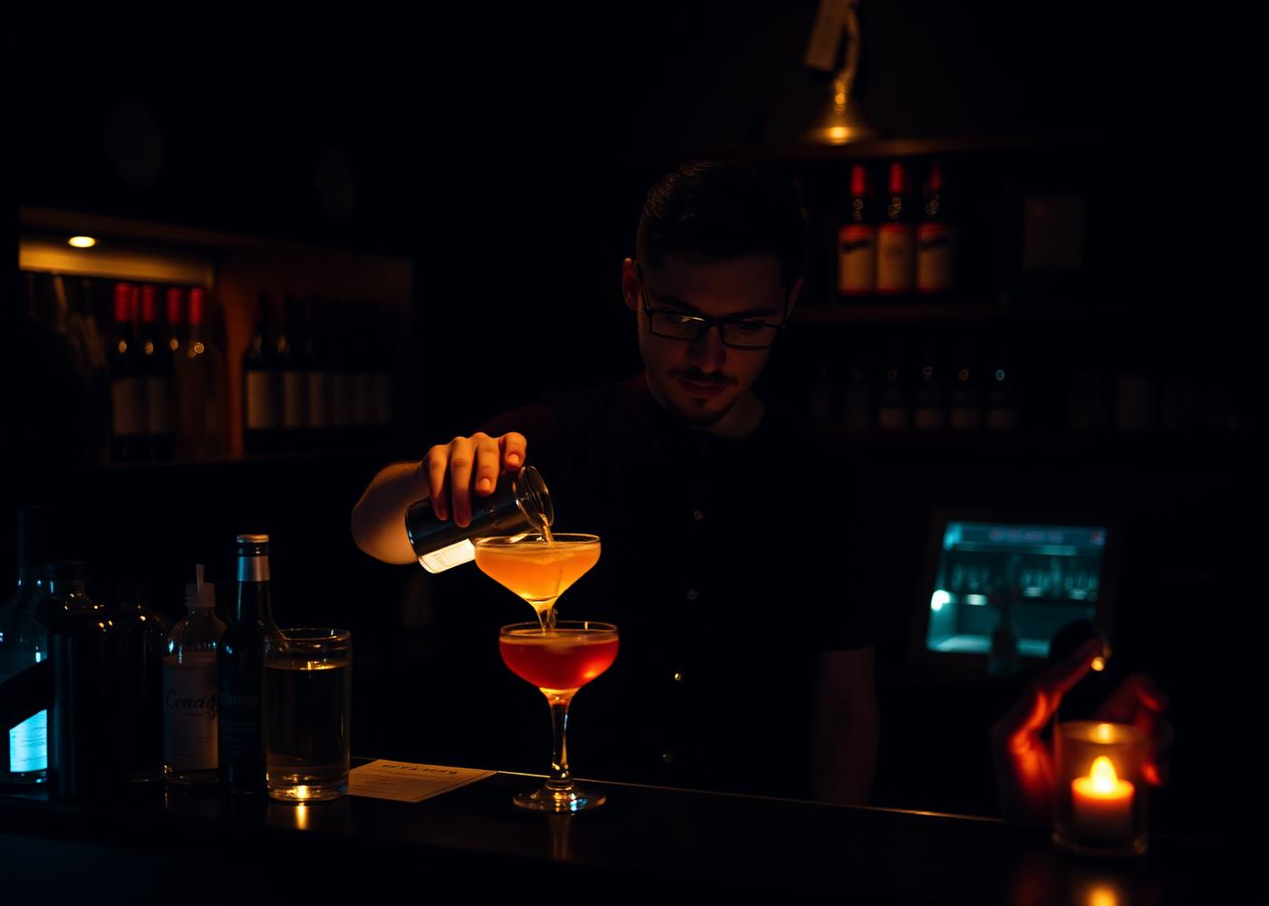 Barman przygotowuje koktajl
